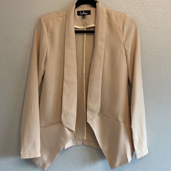 NWT- Lulus cream open draped-Lightweight Miss Punctuality  blazer- Size XS - Picture 5 of 15